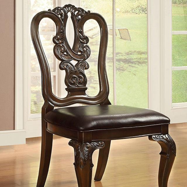 Bellagio CM3319W-SC-2PK Brown Cherry/Dark Brown Traditional Wooden Side Chair (2/Box) By Furniture Of America - sofafair.com