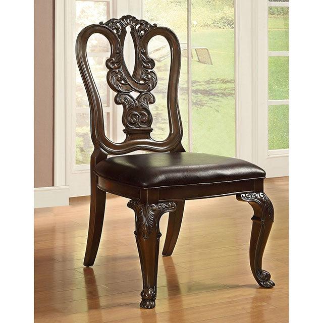 Bellagio CM3319W-SC-2PK Brown Cherry/Dark Brown Traditional Wooden Side Chair (2/Box) By Furniture Of America - sofafair.com