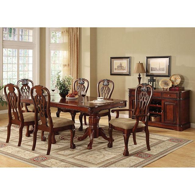 George Town CM3222AC-2PK Cherry/Beige Traditional Arm Chair (2/Box) By Furniture Of America - sofafair.com