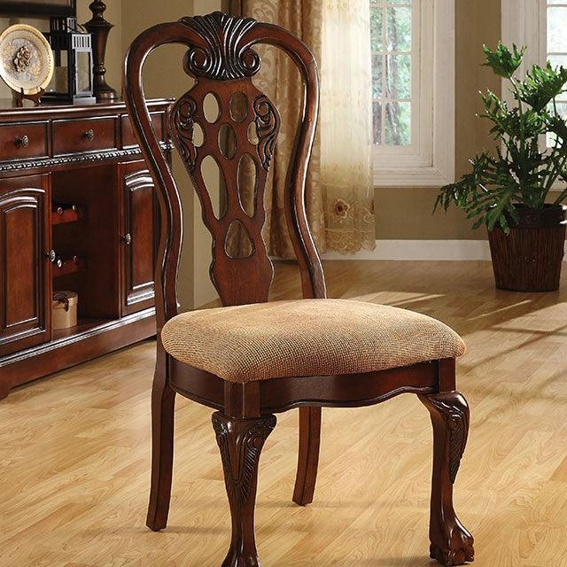 George Town CM3222SC-2PK Cherry/Beige Traditional Side Chair (2/Box) By Furniture Of America - sofafair.com