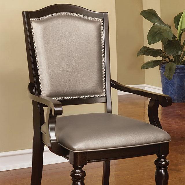 Harrington CM3970GL-AC-2PK Dark Walnut/Pewter Transitional Arm Chair (2/Box) By Furniture Of America - sofafair.com