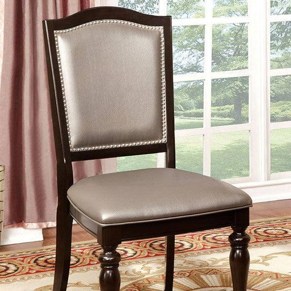 Harrington CM3970GL-SC-2PK Dark Walnut/Pewter Transitional Side Chair (2/Box) By Furniture Of America - sofafair.com