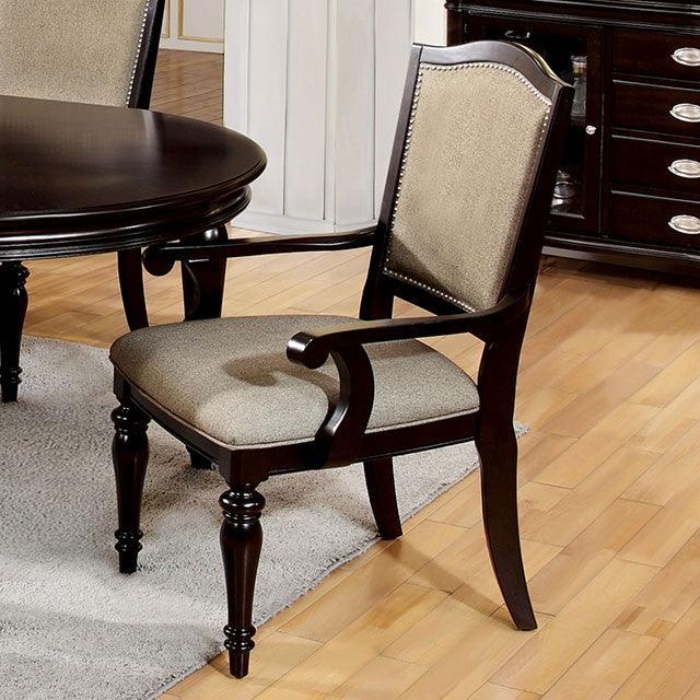 Harrington CM3970AC-2PK Dark Walnut/Tan Transitional Arm Chair (2/Box) By Furniture Of America - sofafair.com