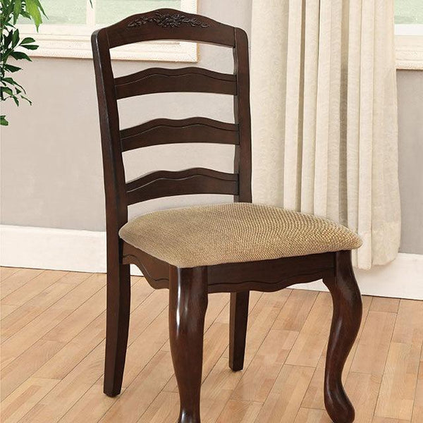 Townsville CM3109SC-DK-2PK Dark Walnut/Tan Transitional Side Chair (2/Box) By Furniture Of America - sofafair.com