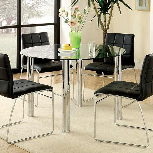 Kona CM8320T Chrome Contemporary Round Dining Table By Furniture Of America - sofafair.com