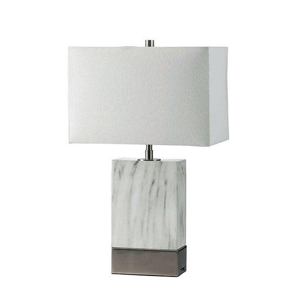 Faith L731197-SV White/Silver Contemporary Table Lamp By Furniture Of America - sofafair.com