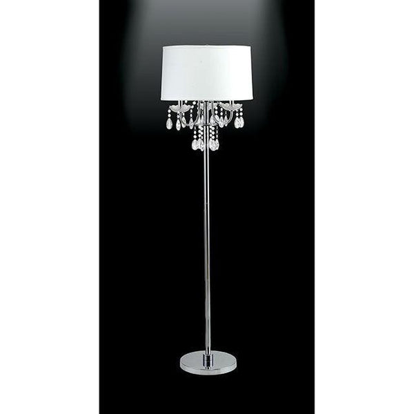 Jada L76733WH-F Chrome/White Glam Floor Lamp By Furniture Of America - sofafair.com