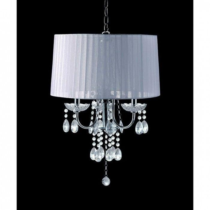 Jada L76733WH-H Chrome/White Glam Ceiling Lamp By furniture of america - sofafair.com