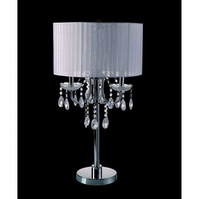 Jada L76733WH-T Chrome/White Glam Table Lamp By furniture of america - sofafair.com