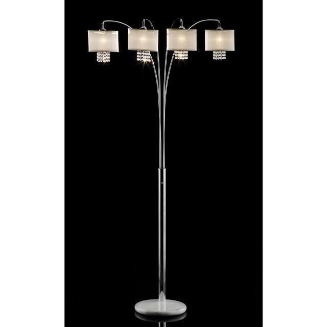 Claris L99742 Ivory/Chrome Glam Arch Lamp By Furniture Of America - sofafair.com