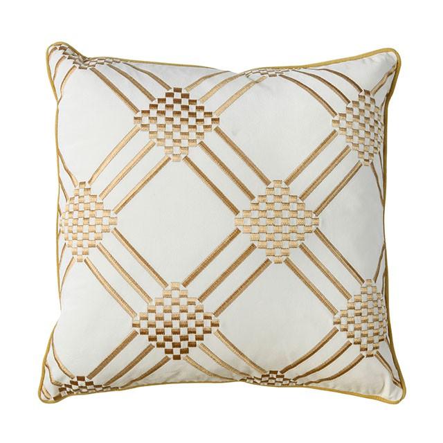 Pam PL8039 Ivory/Yellow Contemporary Throw Pillow By Furniture Of America - sofafair.com
