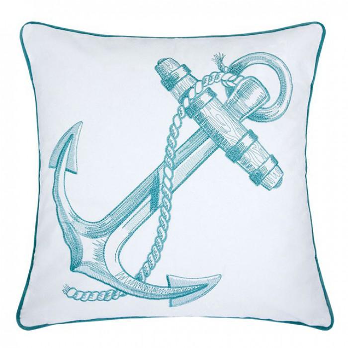 Lorrie PL8072-2PK White/Teal Novelty Accent Pillow By furniture of america - sofafair.com
