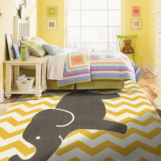 Baron RG8200 Yellow/Gray Novelty Area Rug By Furniture Of America - sofafair.com