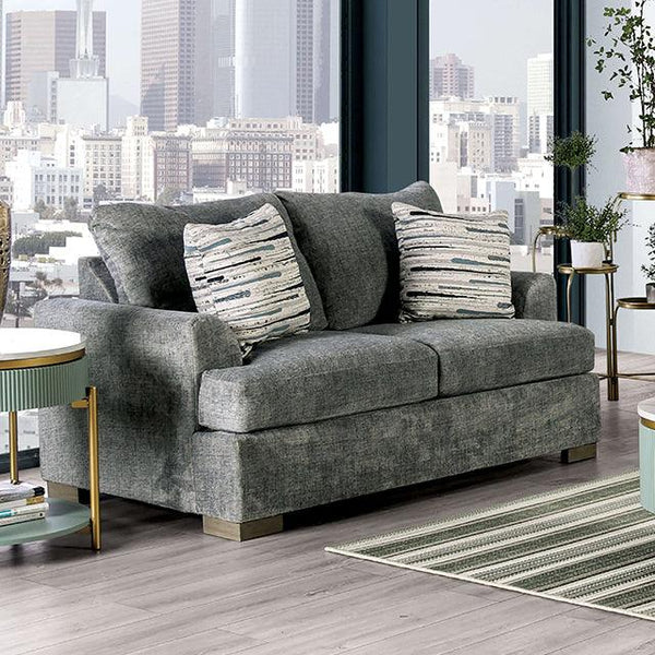 Leytonstone SM1208-LV Gray Transitional Loveseat By Furniture Of America - sofafair.com