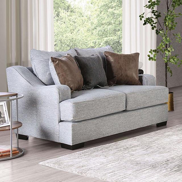 Skyline SM1211-LV Light Gray/Brown Transitional Loveseat By Furniture Of America - sofafair.com