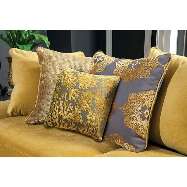 Viscontti SM2201-LV Gold/Gray Traditional Love Seat By Furniture Of America - sofafair.com
