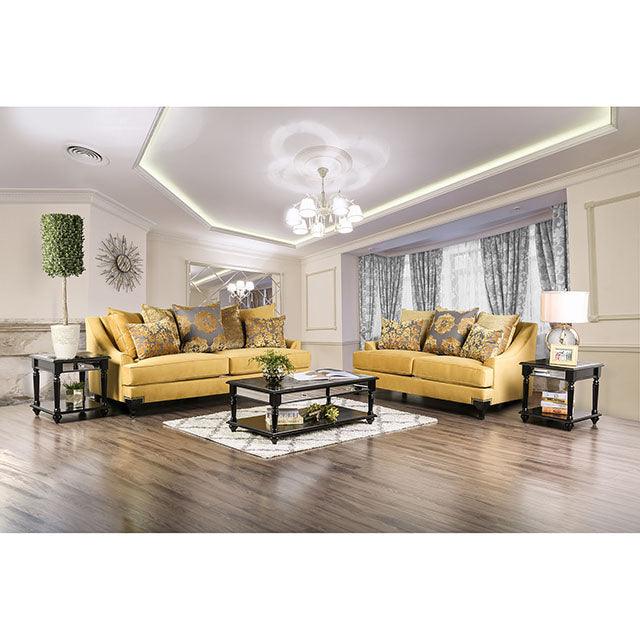 Viscontti SM2201-LV Gold/Gray Traditional Love Seat By Furniture Of America - sofafair.com
