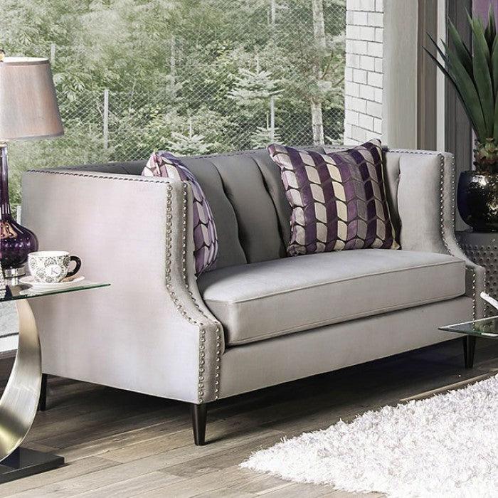 Tegan SM2218-LV Gray/Purple Transitional Love Seat By furniture of america - sofafair.com
