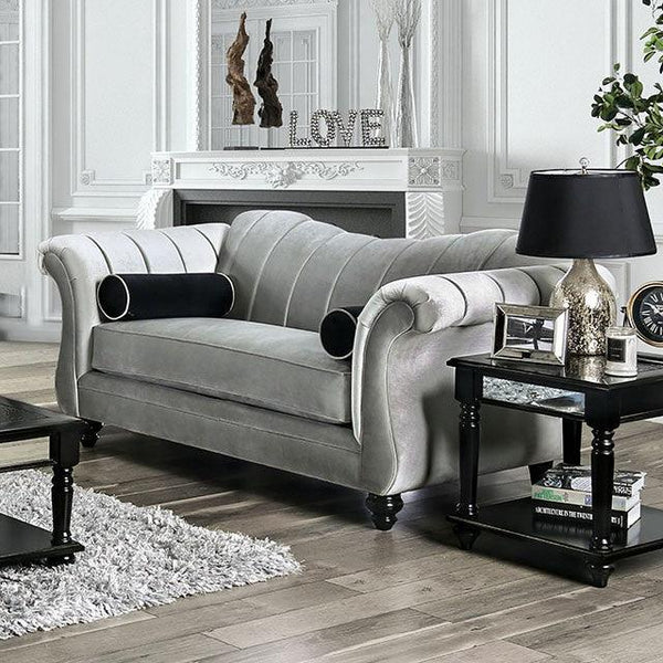 Marvin SM2227-LV Pewter Glam Love Seat By Furniture Of America - sofafair.com