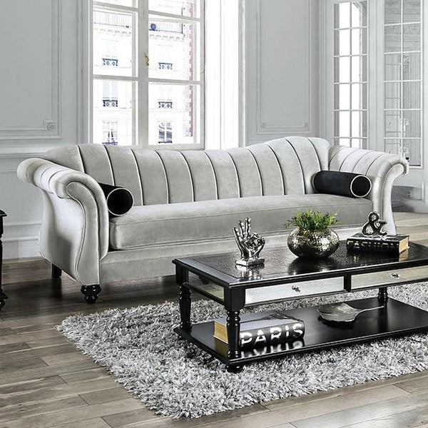 Marvin SM2227-SF Pewter Glam Sofa By Furniture Of America - sofafair.com