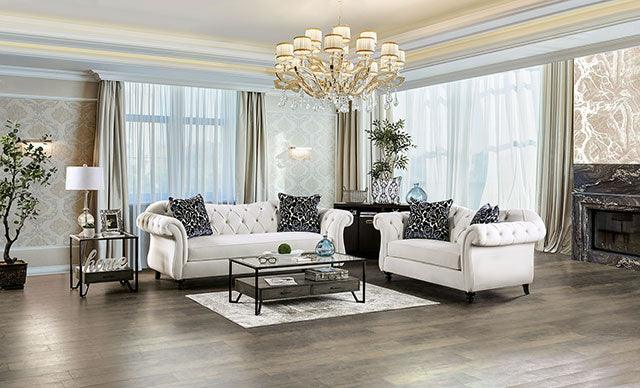 Antoinette SM2228-SF White Glam Sofa By Furniture Of America - sofafair.com