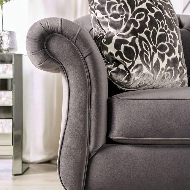 Antoinette SM2229-SF Gray Glam Sofa By Furniture Of America - sofafair.com