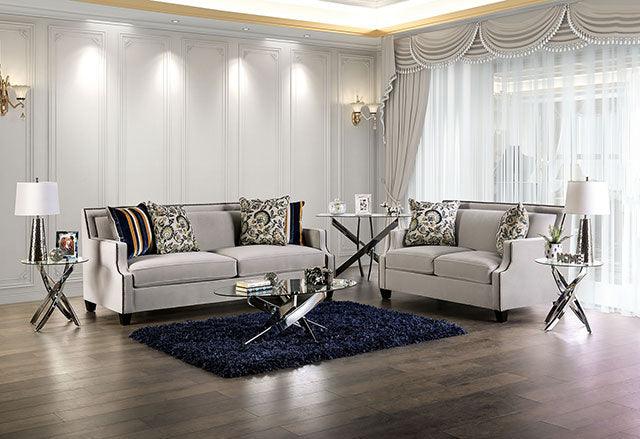 Montecelio SM2270-LV Light Gray/Navy Transitional Loveseat By Furniture Of America - sofafair.com