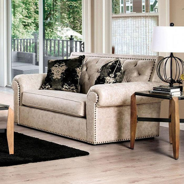 Parshall SM2272-LV Beige/Gold Transitional Love Seat By furniture of america - sofafair.com