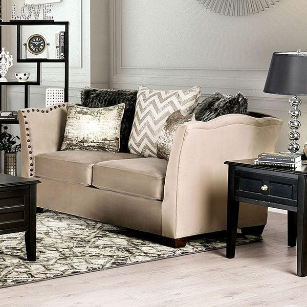 Hampden SM2273-LV Beige Transitional Love Seat By Furniture Of America - sofafair.com