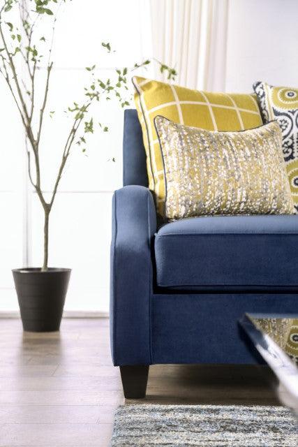 West Brompton SM2274-LV Navy/Yellow Transitional Loveseat By Furniture Of America - sofafair.com