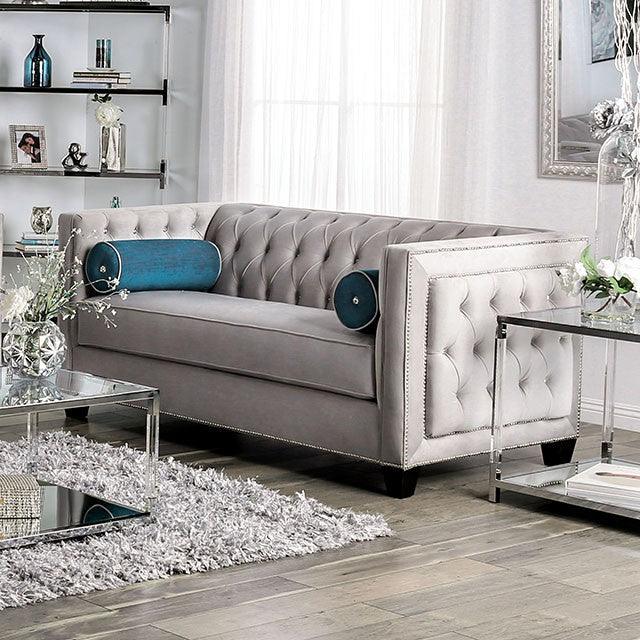 Silvan SM2283-LV Gray Transitional Love Seat By Furniture Of America - sofafair.com