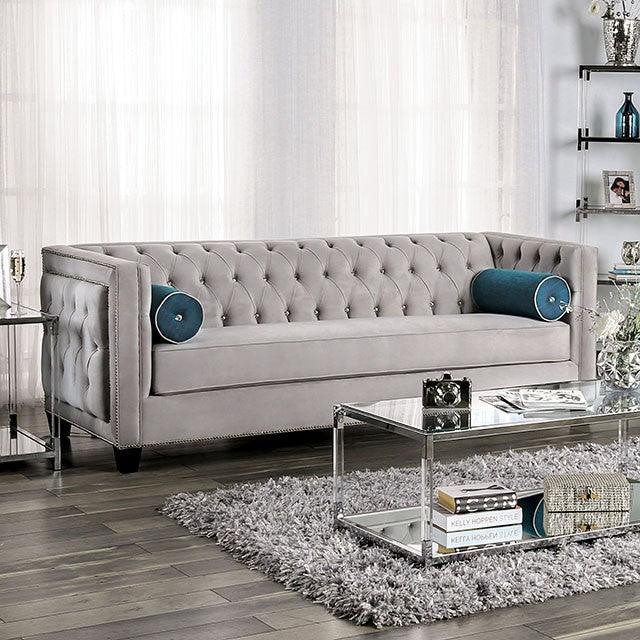 Silvan SM2283-SF Gray Transitional Sofa By Furniture Of America - sofafair.com