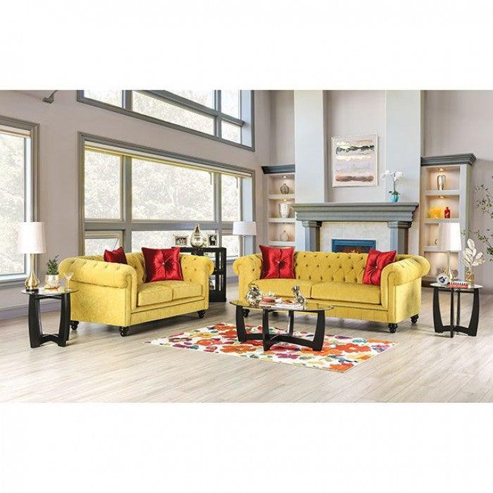 Eliza SM2284-SF Royal Yellow/Red Glam Sofa By furniture of america - sofafair.com