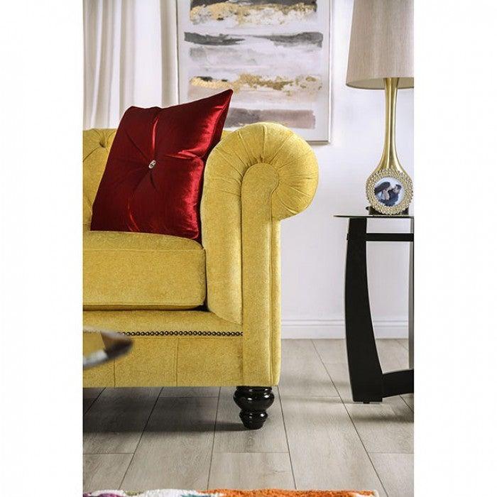 Eliza SM2284-SF Royal Yellow/Red Glam Sofa By furniture of america - sofafair.com