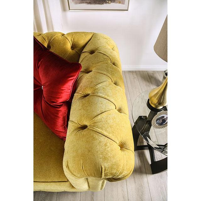 Eliza SM2284-LV Royal Yellow/Red Glam Love Seat By Furniture Of America - sofafair.com