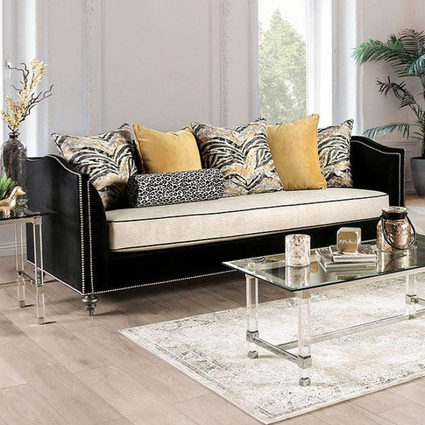 Maya SM2285-SF Black/Beige Transitional Sofa By furniture of america - sofafair.com