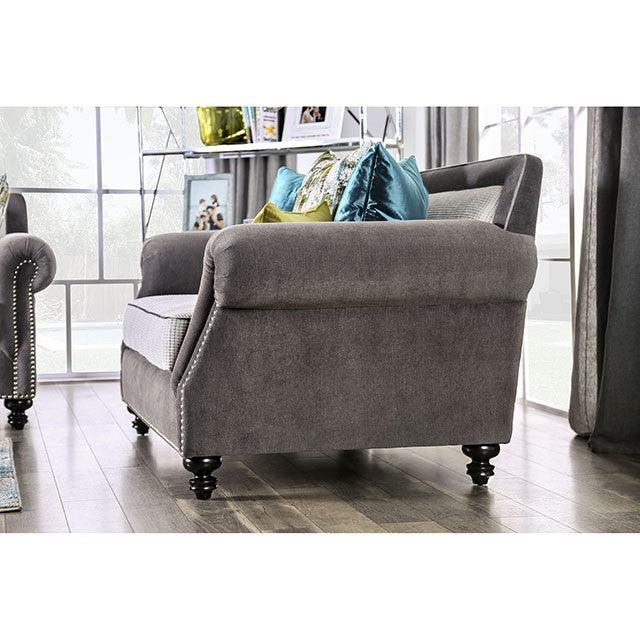 Mariella SM2286-LV Gray/Beige/Teal/Olive Transitional Love Seat By Furniture Of America - sofafair.com