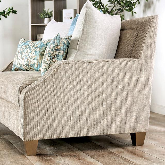 Catarina SM2287-LV Beige/Teal Transitional Loveseat By Furniture Of America - sofafair.com