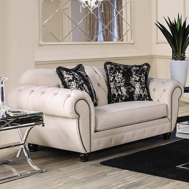Gilda SM2292-LV Beige/Black Glam Love Seat By Furniture Of America - sofafair.com