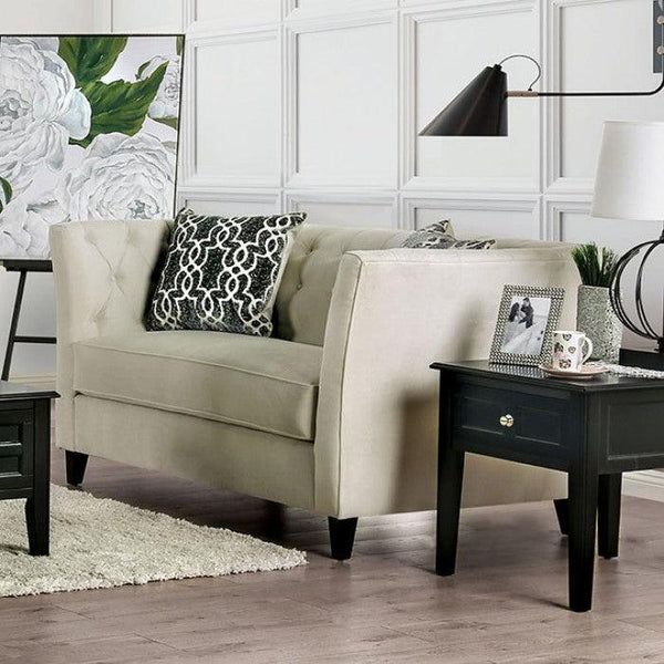 Monaghan SM2665-LV Ivory Transitional Love Seat By furniture of america - sofafair.com