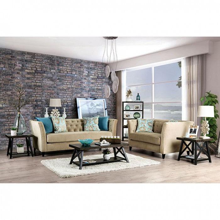 Monaghan SM2666-LV Camel Transitional Love Seat By furniture of america - sofafair.com