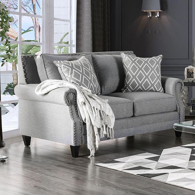 Giovanni SM2673-LV Gray Transitional Love Seat By Furniture Of America - sofafair.com