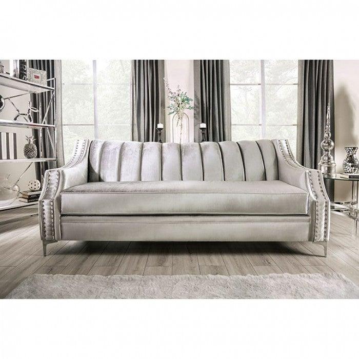 Elicia SM2686-LV Silver Transitional Love Seat By furniture of america - sofafair.com