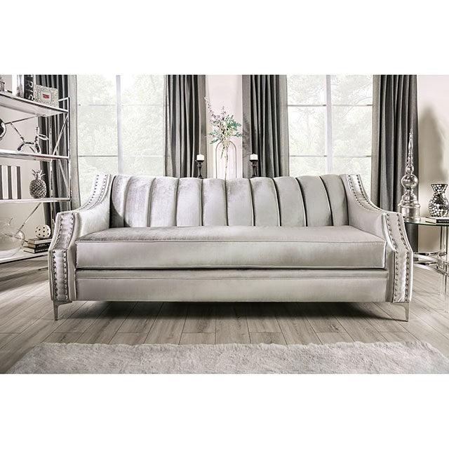 Elicia SM2686-SF Silver/Black Transitional Sofa By Furniture Of America - sofafair.com