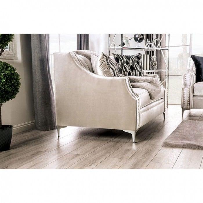 Elicia SM2686-LV Silver Transitional Love Seat By furniture of america - sofafair.com