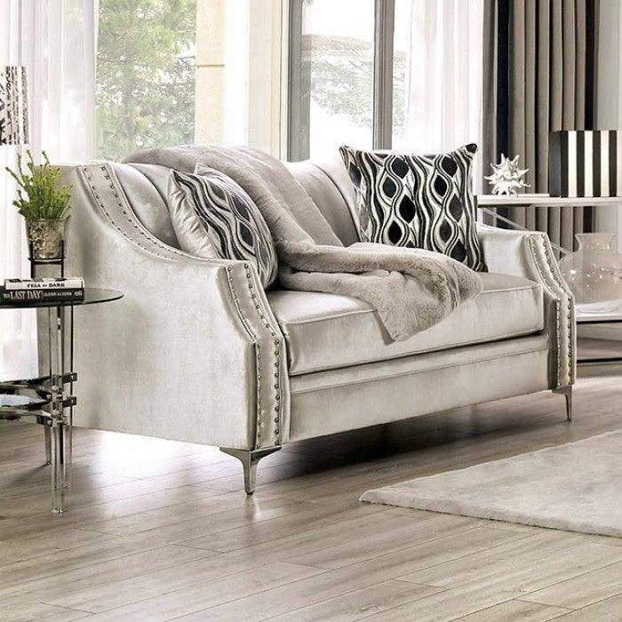 Elicia SM2686-LV Silver Transitional Love Seat By furniture of america - sofafair.com