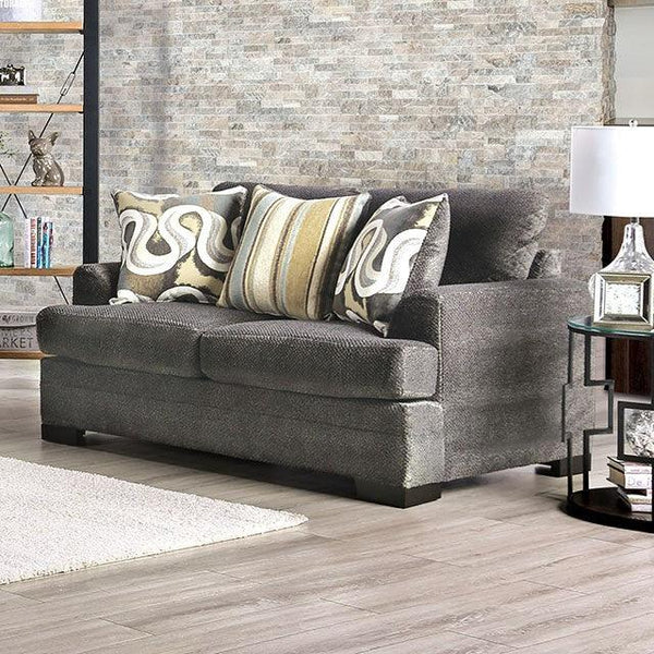Taliyah SM3080-LV Gray/Brown/Yellow Transitional Love Seat By Furniture Of America - sofafair.com