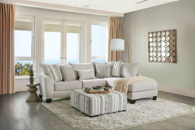 Clapham SM5125-OT Beige/Ivory Contemporary Ottoman By Furniture Of America - sofafair.com