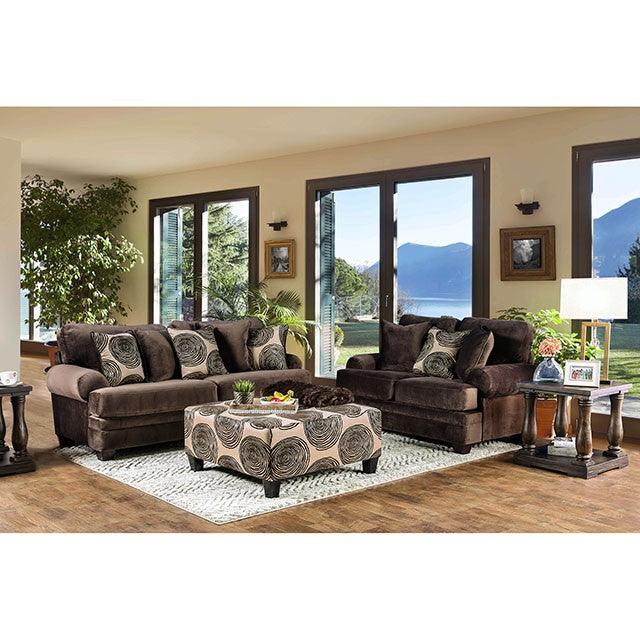 Bonaventura SM5142BR-LV Brown Transitional Love Seat By Furniture Of America - sofafair.com
