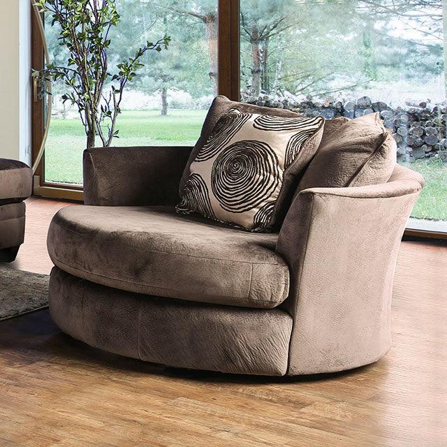 Bonaventura SM5142BR-CH Brown Transitional Swivel Chair By Furniture Of America - sofafair.com